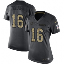 Women's Nike Indianapolis Colts #16 Scott Tolzien Limited Black 2016 Salute to Service NFL Jersey
