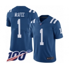 Men's Indianapolis Colts #1 Pat McAfee Limited Royal Blue Rush Vapor Untouchable 100th Season Football Jersey