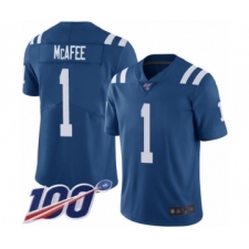 Men's Indianapolis Colts #1 Pat McAfee Royal Blue Team Color Vapor Untouchable Limited Player 100th Season Football Jersey
