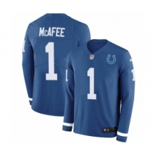 Men's Nike Indianapolis Colts #1 Pat McAfee Limited Blue Therma Long Sleeve NFL Jersey