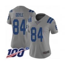 Women's Indianapolis Colts #84 Jack Doyle Limited Gray Inverted Legend 100th Season Football Jersey