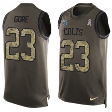 Men's Nike Indianapolis Colts #23 Frank Gore Limited Green Salute to Service Tank Top NFL Jersey