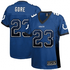 Women's Nike Indianapolis Colts #23 Frank Gore Elite Royal Blue Drift Fashion NFL Jersey