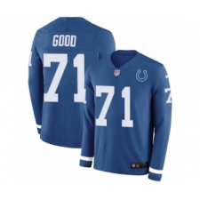 Men's Nike Indianapolis Colts #71 Denzelle Good Limited Blue Therma Long Sleeve NFL Jersey