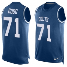 Men's Nike Indianapolis Colts #71 Denzelle Good Limited Royal Blue Player Name & Number Tank Top NFL Jersey