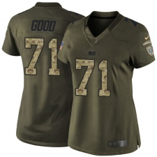 Women's Nike Indianapolis Colts #71 Denzelle Good Elite Green Salute to Service NFL Jersey