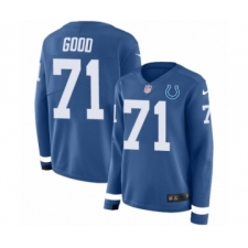 Women's Nike Indianapolis Colts #71 Denzelle Good Limited Blue Therma Long Sleeve NFL Jersey
