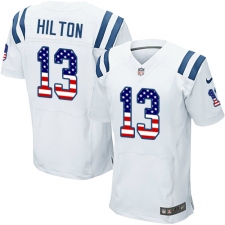 Men's Nike Indianapolis Colts #13 T.Y. Hilton Elite White Road USA Flag Fashion NFL Jersey