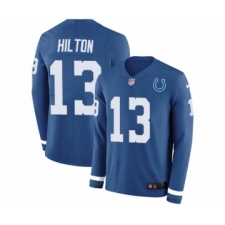 Men's Nike Indianapolis Colts #13 T.Y. Hilton Limited Blue Therma Long Sleeve NFL Jersey