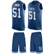 Men's Nike Indianapolis Colts #51 John Simon Limited Royal Blue Tank Top Suit NFL Jersey
