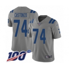 Youth Indianapolis Colts #74 Anthony Castonzo Limited Gray Inverted Legend 100th Season Football Jersey