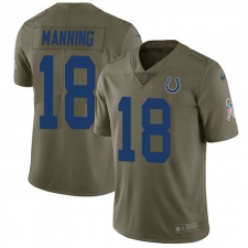 Youth Nike Indianapolis Colts #18 Peyton Manning Limited Olive 2017 Salute to Service NFL Jersey
