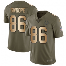 Men's Nike Indianapolis Colts #86 Erik Swoope Limited Olive/Gold 2017 Salute to Service NFL Jersey