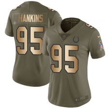 Women's Nike Indianapolis Colts #95 Johnathan Hankins Limited Olive/Gold 2017 Salute to Service NFL Jersey