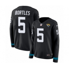 Women's Nike Jacksonville Jaguars #5 Blake Bortles Limited Black Therma Long Sleeve NFL Jersey