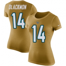 NFL Women's Nike Jacksonville Jaguars #14 Justin Blackmon Gold Rush Pride Name & Number T-Shirt