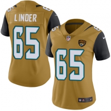 Women's Nike Jacksonville Jaguars #65 Brandon Linder Limited Gold Rush Vapor Untouchable NFL Jersey