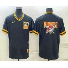 Men's Pittsburgh Pirates Big Logo Black Nike Cooperstown Collection Legend V Neck Jersey