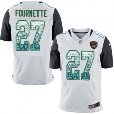 Men's Nike Jacksonville Jaguars #27 Leonard Fournette Elite White Road Drift Fashion NFL Jersey