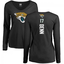 NFL Women's Nike Jacksonville Jaguars #17 Arrelious Benn Black Backer Slim Fit Long Sleeve T-Shirt