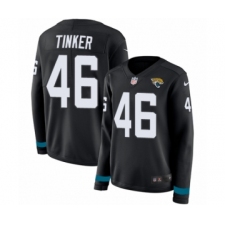 Women's Nike Jacksonville Jaguars #46 Carson Tinker Limited Black Therma Long Sleeve NFL Jersey