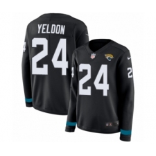Women's Nike Jacksonville Jaguars #24 T.J. Yeldon Limited Black Therma Long Sleeve NFL Jersey