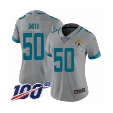 Women's Jacksonville Jaguars #50 Telvin Smith Silver Inverted Legend Limited 100th Season Football Jersey
