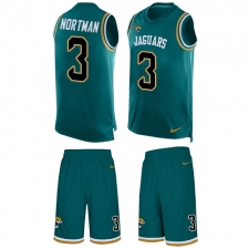 Men's Nike Jacksonville Jaguars #3 Brad Nortman Limited Teal Green Tank Top Suit NFL Jersey