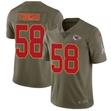 Men's Nike Kansas City Chiefs #58 Derrick Thomas Limited Olive 2017 Salute to Service NFL Jersey