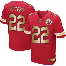 Men's Nike Kansas City Chiefs #22 Marcus Peters Elite Red/Gold Team Color NFL Jersey