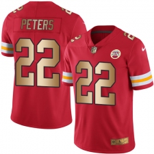 Men's Nike Kansas City Chiefs #22 Marcus Peters Limited Red/Gold Rush NFL Jersey