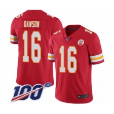 Men's Kansas City Chiefs #16 Len Dawson Red Team Color Vapor Untouchable Limited Player 100th Season Football Jersey