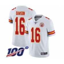 Men's Kansas City Chiefs #16 Len Dawson White Vapor Untouchable Limited Player 100th Season Football Jersey
