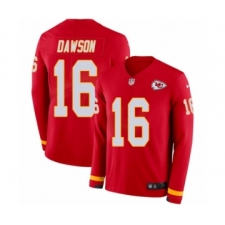 Men's Nike Kansas City Chiefs #16 Len Dawson Limited Red Therma Long Sleeve NFL Jersey