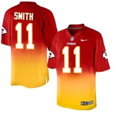 Men's Nike Kansas City Chiefs #11 Alex Smith Elite Red/Gold Fadeaway NFL Jersey