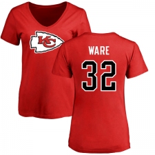 NFL Women's Nike Kansas City Chiefs #32 Spencer Ware Red Name & Number Logo Slim Fit T-Shirt
