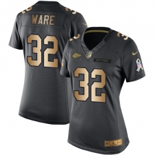Women's Nike Kansas City Chiefs #32 Spencer Ware Limited Black/Gold Salute to Service NFL Jersey