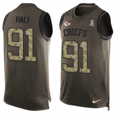 Men's Nike Kansas City Chiefs #91 Tamba Hali Limited Green Salute to Service Tank Top NFL Jersey