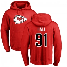 NFL Nike Kansas City Chiefs #91 Tamba Hali Red Name & Number Logo Pullover Hoodie