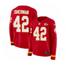 Women's Nike Kansas City Chiefs #42 Anthony Sherman Limited Red Therma Long Sleeve NFL Jersey