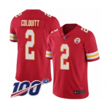 Men's Kansas City Chiefs #2 Dustin Colquitt Red Team Color Vapor Untouchable Limited Player 100th Season Football Jersey
