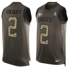 Men's Nike Kansas City Chiefs #2 Dustin Colquitt Limited Green Salute to Service Tank Top NFL Jersey