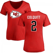 NFL Women's Nike Kansas City Chiefs #2 Dustin Colquitt Red Name & Number Logo Slim Fit T-Shirt