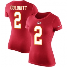 NFL Women's Nike Kansas City Chiefs #2 Dustin Colquitt Red Rush Pride Name & Number T-Shirt