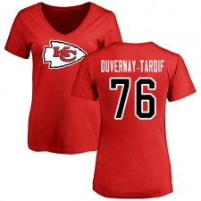 NFL Women's Nike Kansas City Chiefs #76 Laurent Duvernay-Tardif Red Name & Number Logo Slim Fit T-Shirt