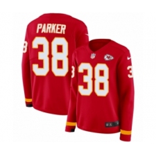Women's Nike Kansas City Chiefs #38 Ron Parker Limited Red Therma Long Sleeve NFL Jersey