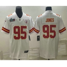 Men's Kansas City Chiefs #95 Chris Jones White Super Bowl LVII Patch Vapor Untouchable Limited Stitched Jersey