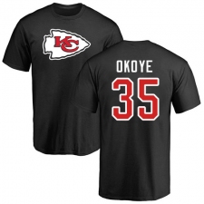 NFL Nike Kansas City Chiefs #35 Christian Okoye Black Name & Number Logo T-Shirt