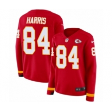 Women's Nike Kansas City Chiefs #84 Demetrius Harris Limited Red Therma Long Sleeve NFL Jersey