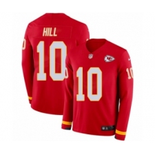 Men's Nike Kansas City Chiefs #10 Tyreek Hill Limited Red Therma Long Sleeve NFL Jersey